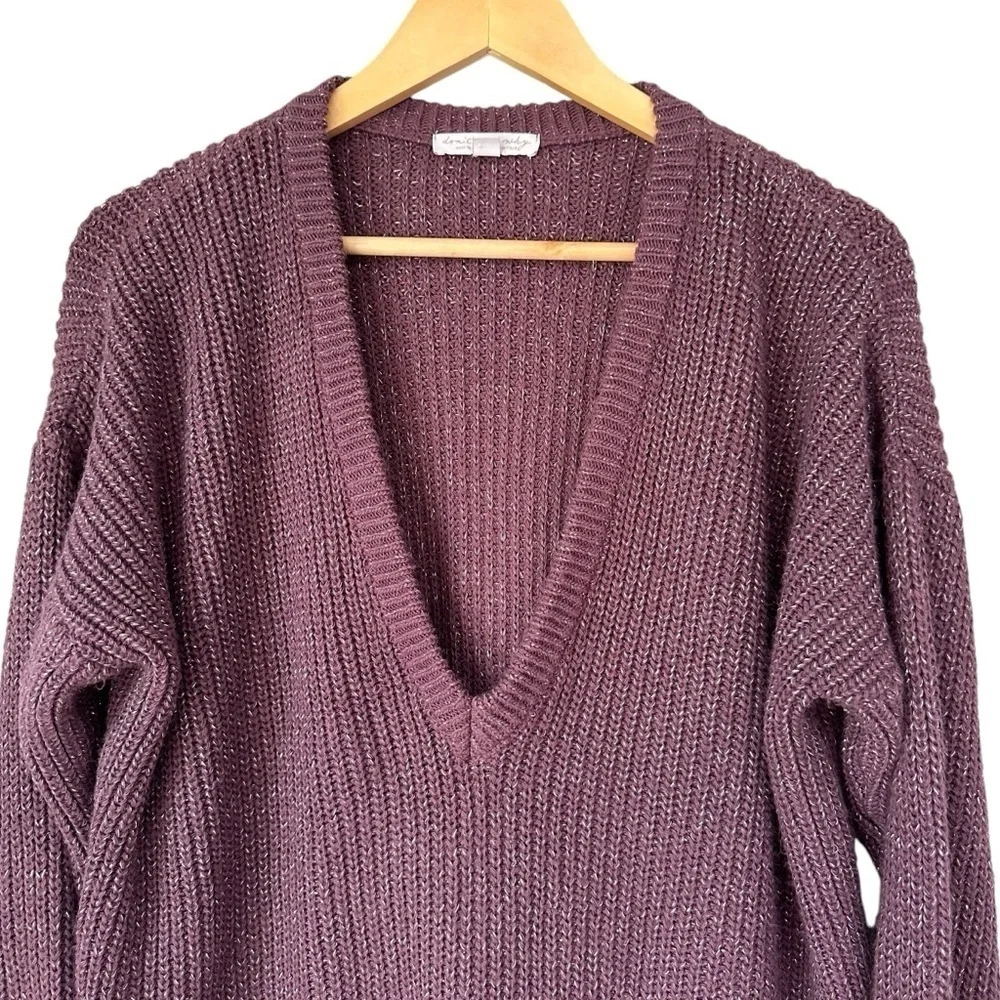 Don't Ask Why, Made In Italy, V Neck Long Sleeve Sweater, Cranberry, OS